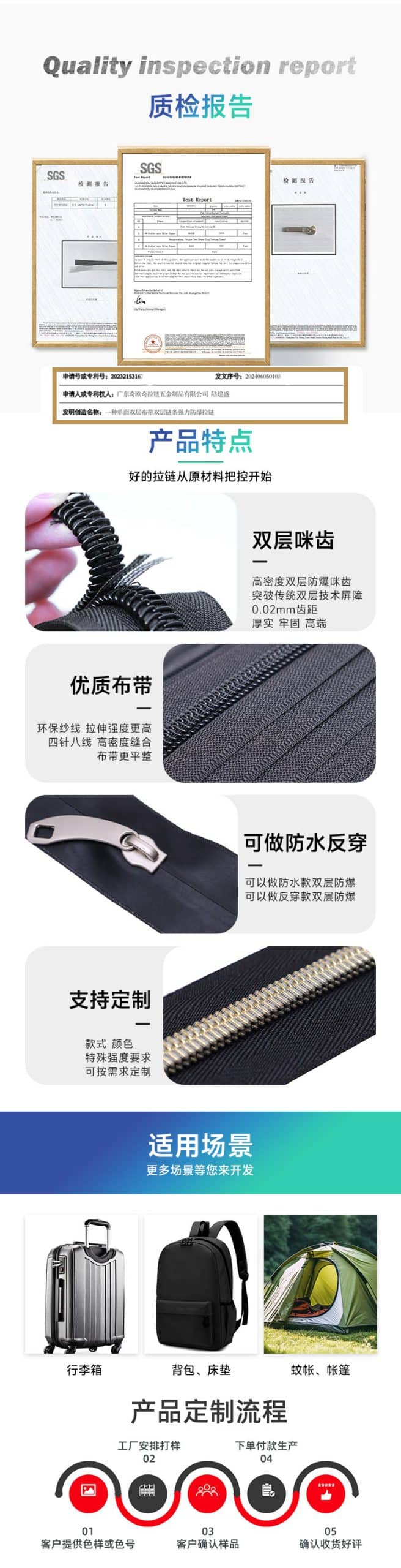 拉杆箱双层防爆拉链